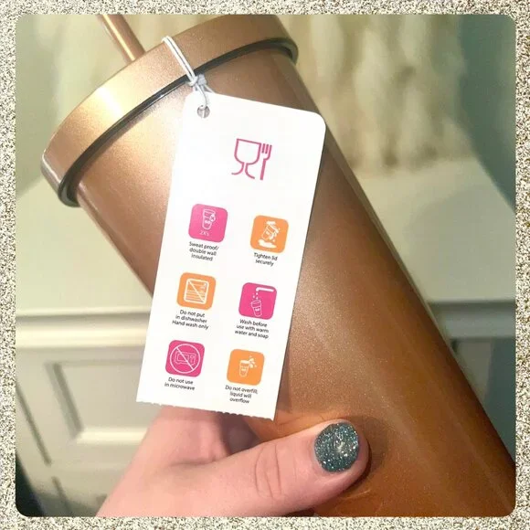 🍩 NWT Dunkin' Donuts Iridescent Champagne Gold 24oz SS Tumbler - Picture 4 of 5